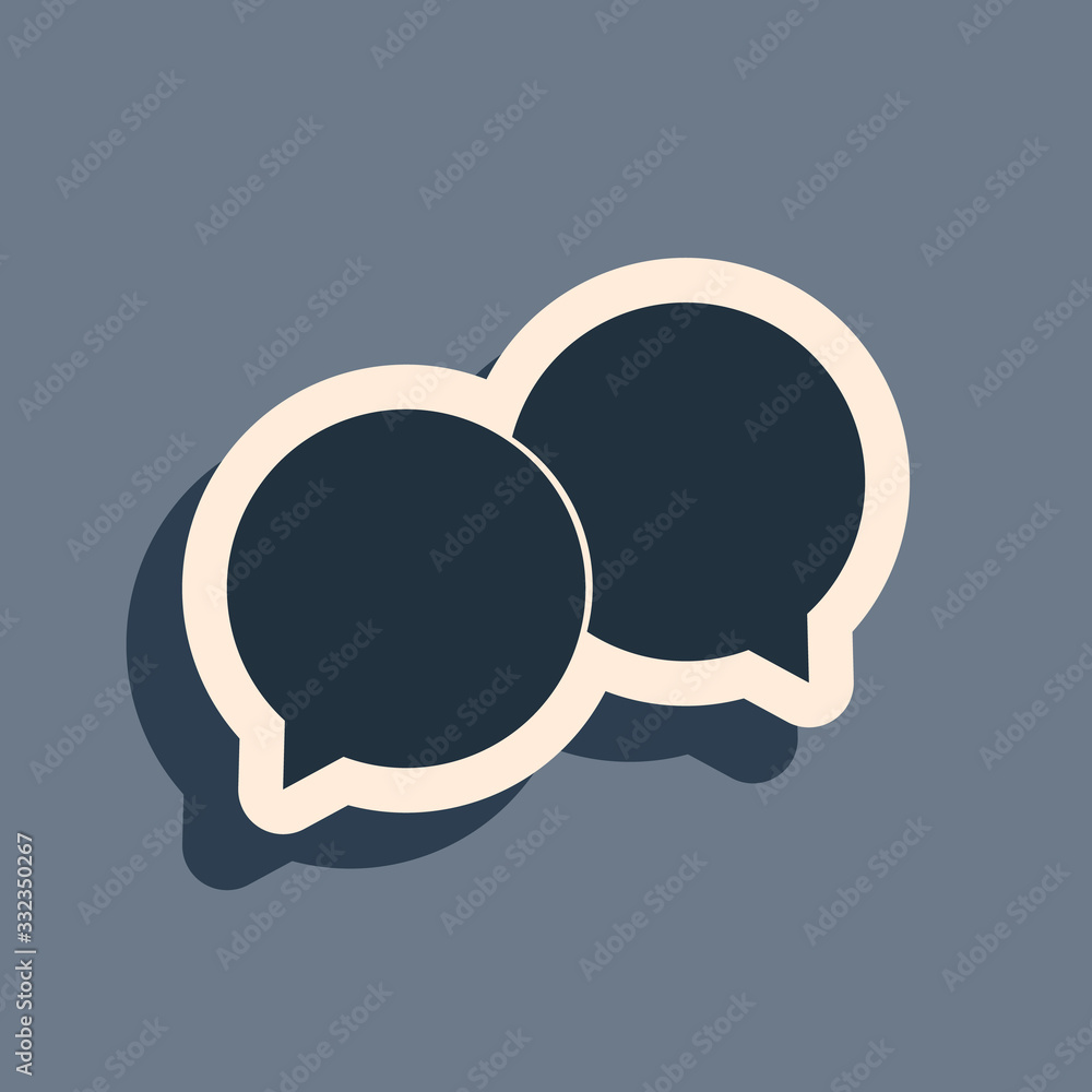 Black Blank speech bubbles icon isolated on grey background. Long shadow style. Vector Illustration Black Blank speech bubbles icon isolated on grey background. Long shadow style. Vector Illustration