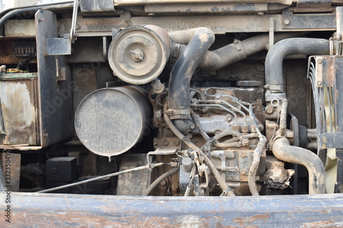 detail of wheel of steam locomotive