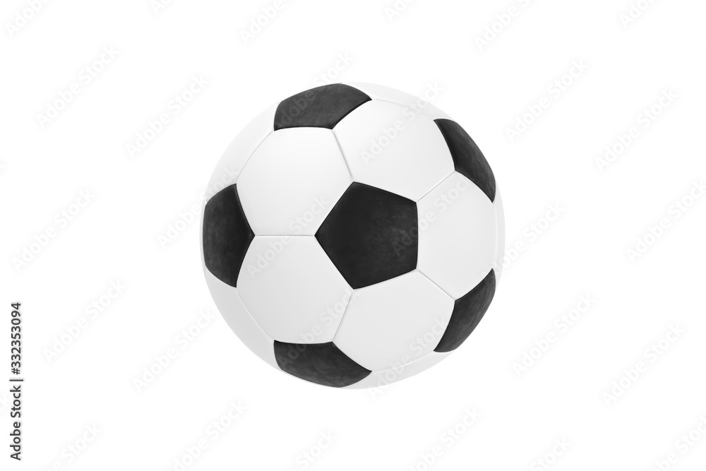 black and white classic soccer ball isolated on white background, place for text, icon