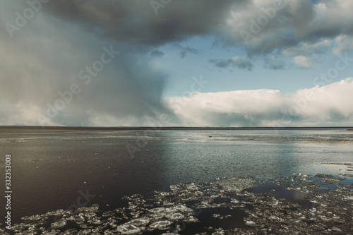 storm clouds over lake