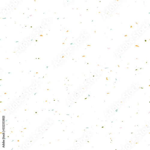 Terrazzo flooring textured surface modern abstract pattern. Vector seamless abstract repeat with chips of marble or granite in soft pastel  colors.