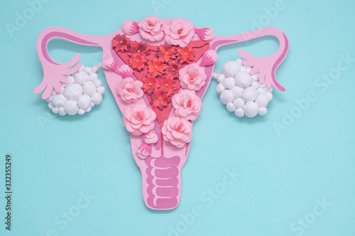 Concept polycystic ovary syndrome, PCOS. Copy space, women reproductive system photo