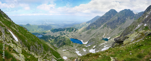 Mountain valley with lakes surrounded by ridges, Tatra Mountains