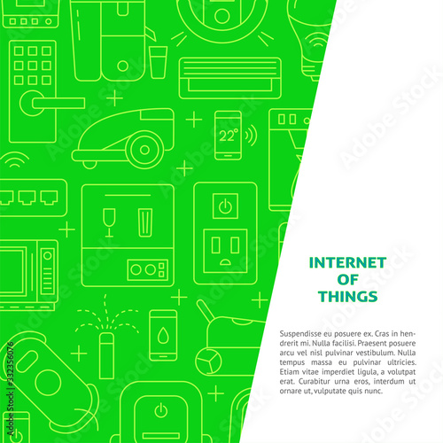 Internet of things banner template in line style with place for text