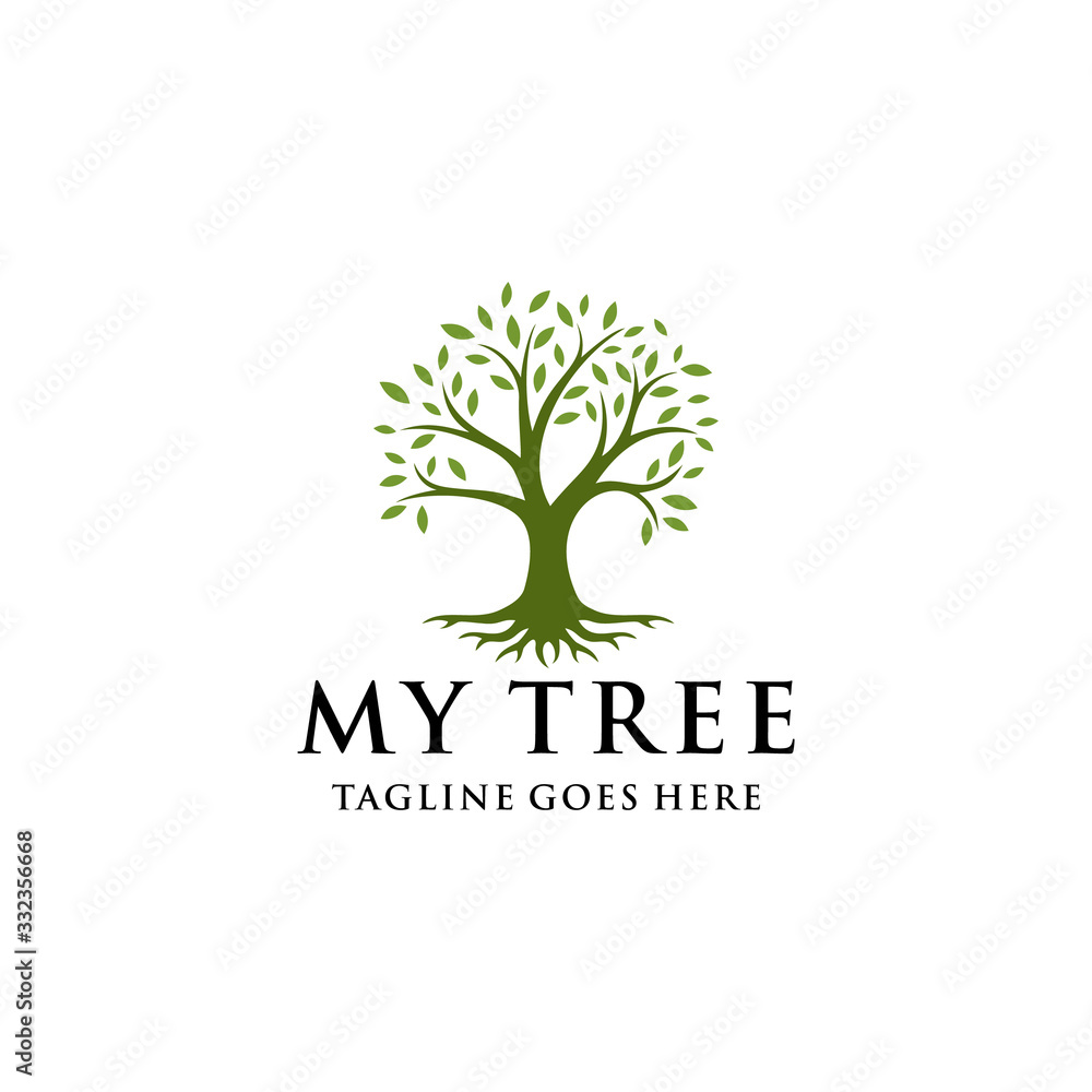 Creative luxury Tree nature sign logo design vector template