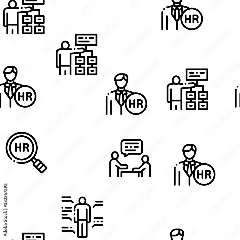 Hr Human Resources Seamless Pattern Vector Thin Line. Illustrations
