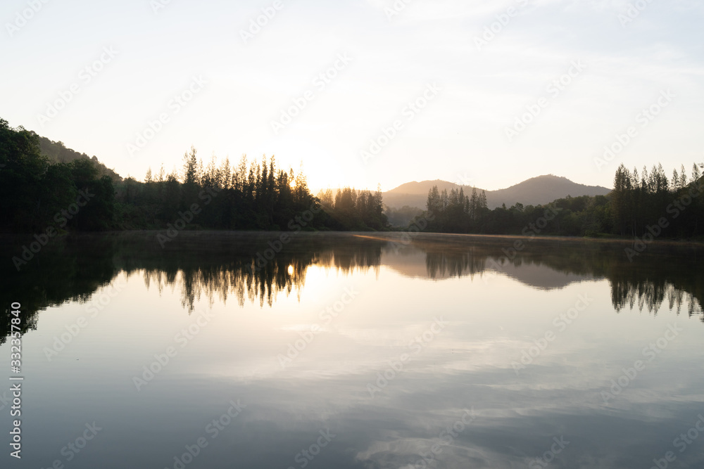 sunset on lake