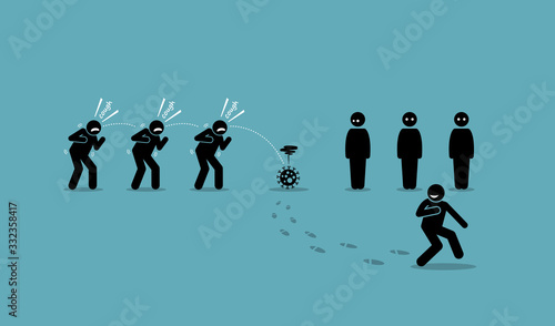 Social distancing action measure to control virus infection disease. Vector illustration concept of social distancing save life and limit virus from spreading to other people or human.