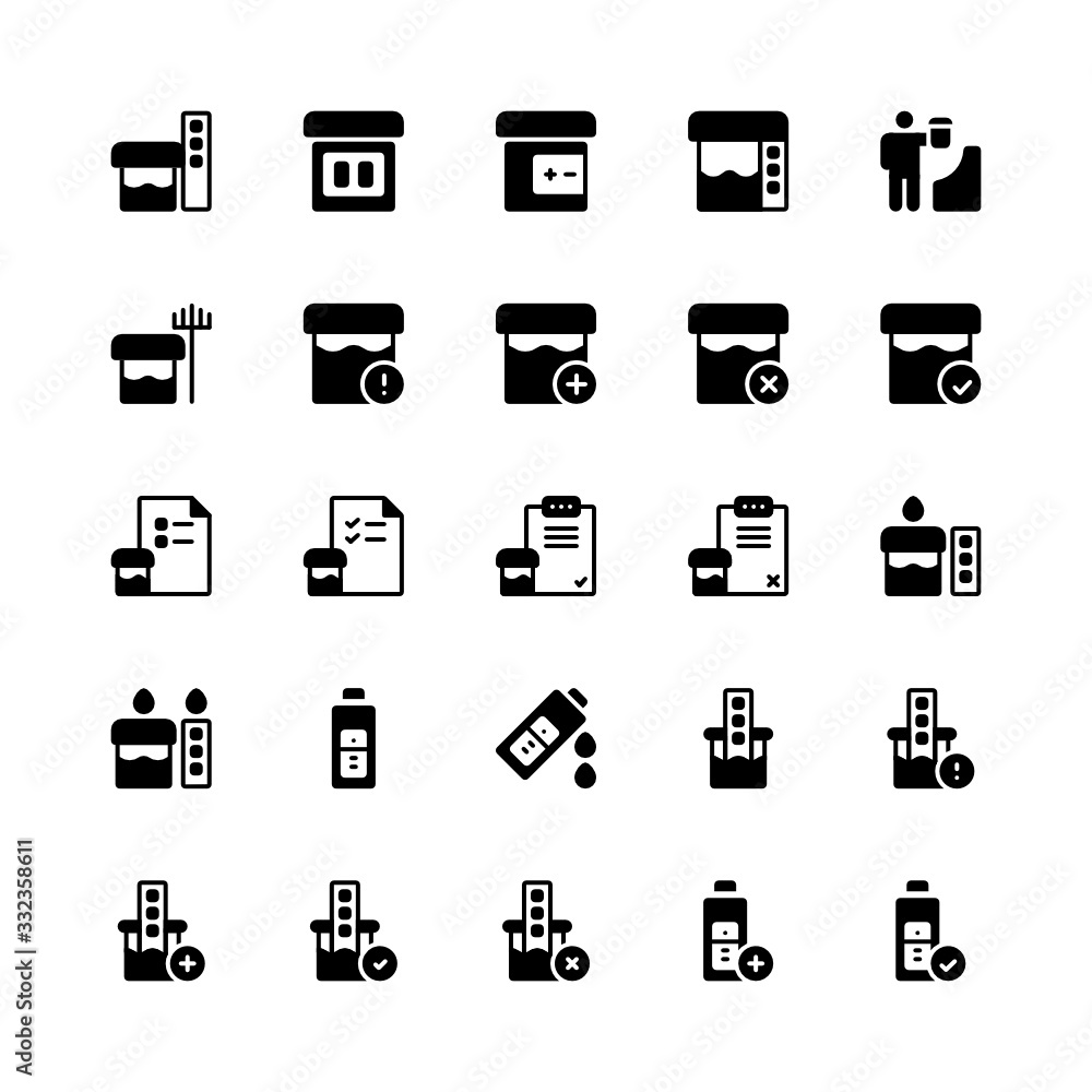 Set of urine test for health glyph style icon - vector Set of urine test for health glyph style icon - vector