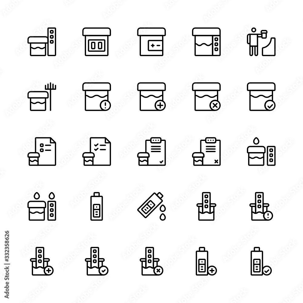 Set of urine test for health outline style icon - vector