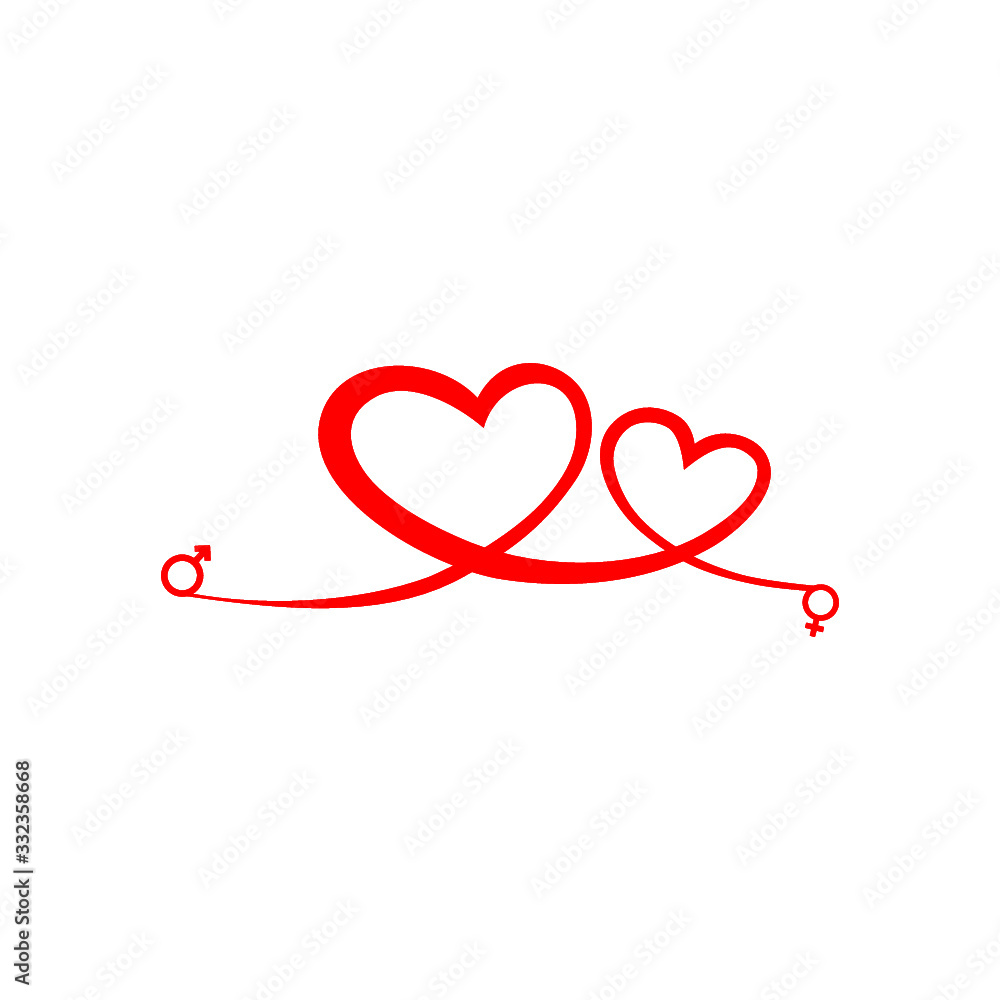 Sign symbol of love for man and woman gender icons connected heart