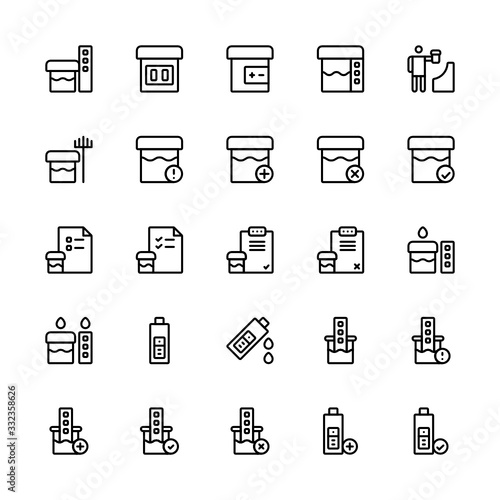 Set of urine test for health outline style icon - vector