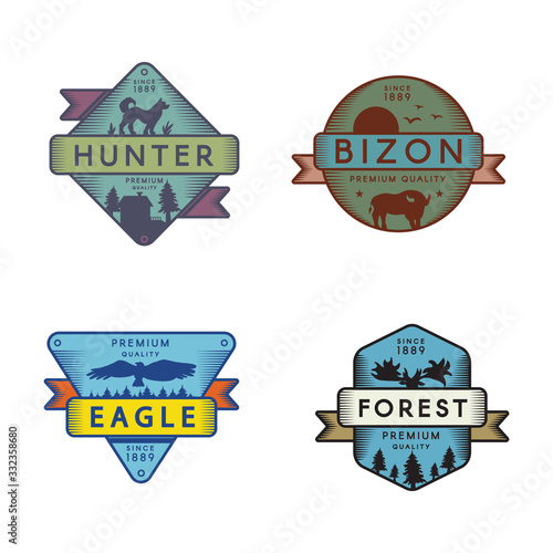 Wild Eagle and Bizon, Hunter and Forest Set Logo