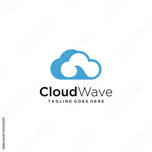 Creative Simple modern Cloud with wave stylish logo design icon.