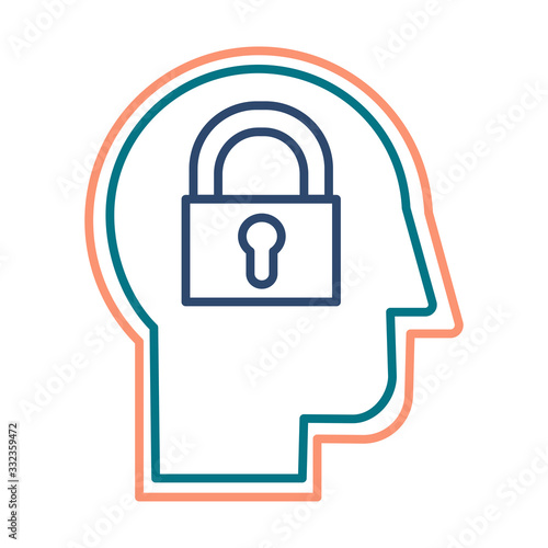 Introvert personality thin line flat vector icon