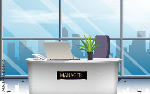  work desk in office on the high building