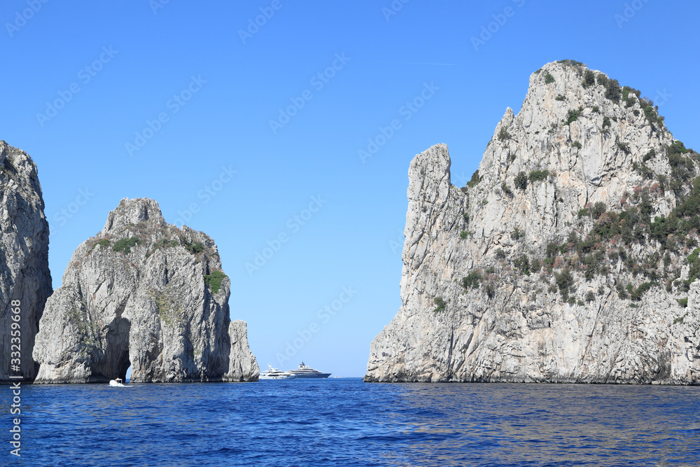 Capri , Italy: The famous Faraglioni rock stacks