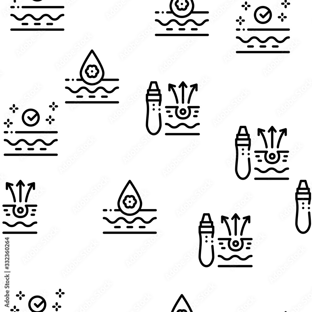 Skin Care Cosmetic Seamless Pattern Vector Thin Line. Illustrations Skin Care Cosmetic Seamless Pattern Vector Thin Line. Illustrations
