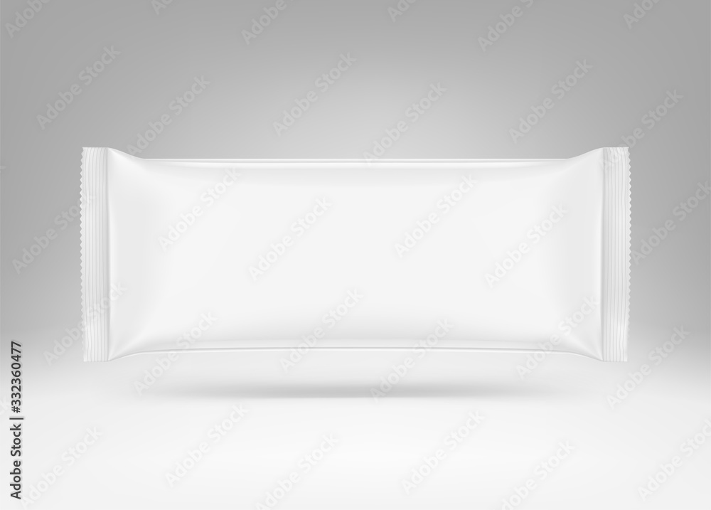 Blank mockup of flow pack. Vector illustration on grey background. It can be used in the adv, promo, package, etc. EPS10. Blank mockup of flow pack. Vector illustration on grey background. It can be used in the adv, promo, package, etc. EPS10.