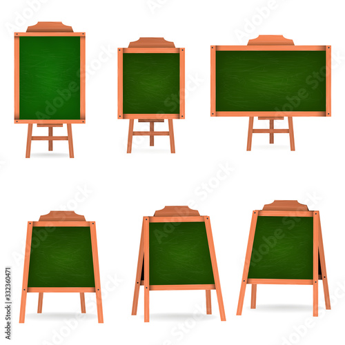 Menu Green Board Isolated Set. Different View. Vector illustration