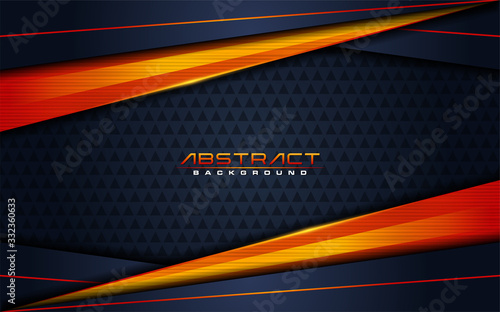 Modern dark navy background and orange lines in 3d abstract style. Futuristic background