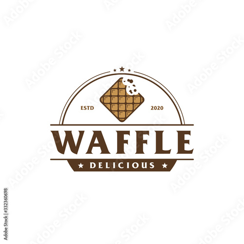 Delicious waffle rhombus / square badge logo design