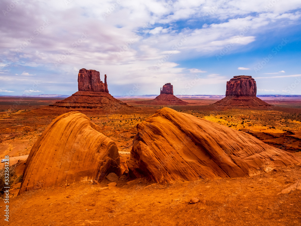 National parks usa southwest area of giant rock formations and table mountains in Monument Valley