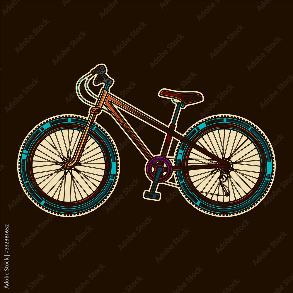 Fototapeta Original vector illustration in retro style. Sports bicycle with large wheels.
