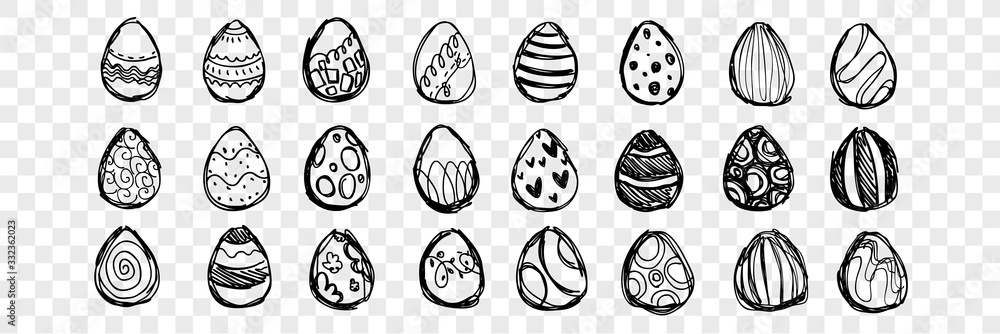 Hand drawn easter eggs set collection Hand drawn easter eggs set collection