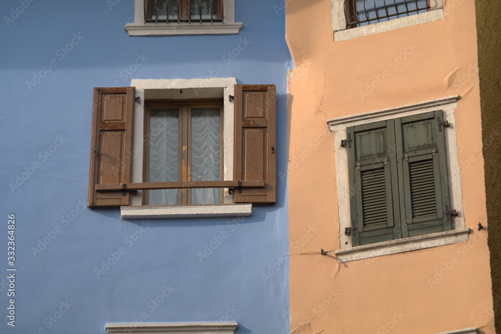 facade of an old house,windows, building, house, wall,color, detail, facade, glass, home, exterior,