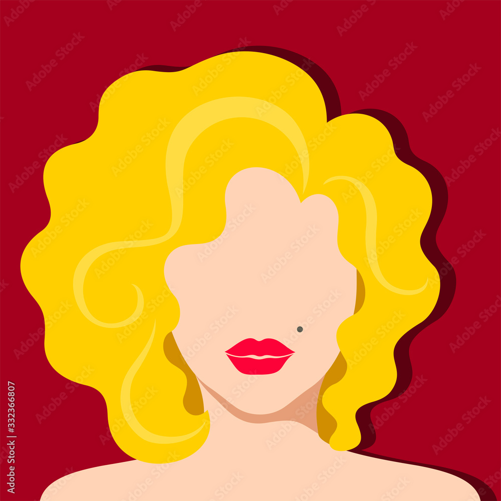 Portrait of a blonde girl in a flat style. Stylish image of an actress, model.