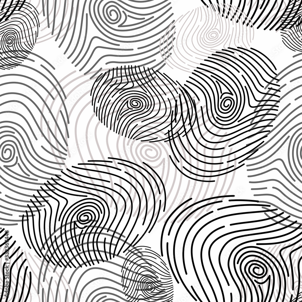Seamless pattern with fingerprints on a white background.