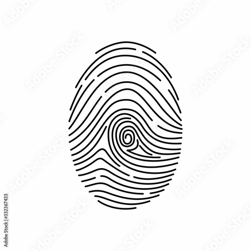 Fingerprint identification and scanning icon on a white background.