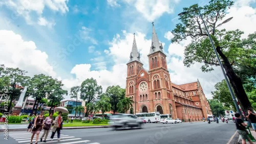 Notre Dame Cathedral (Vietnamese: Nha Tho Duc Ba), build in 1883 in Ho Chi Minh city, Vietnam. The church is established by French colonists.One of the most popular attraction in Vietnam