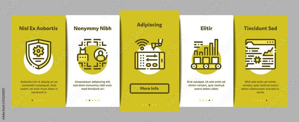 Rpa Cyber Technology Onboarding Mobile App Page Screen Vector. Rpa Robotic Process Automation, Drone Delivering And Processor Chip, Robot Arm And Hand Color Contour Illustrations