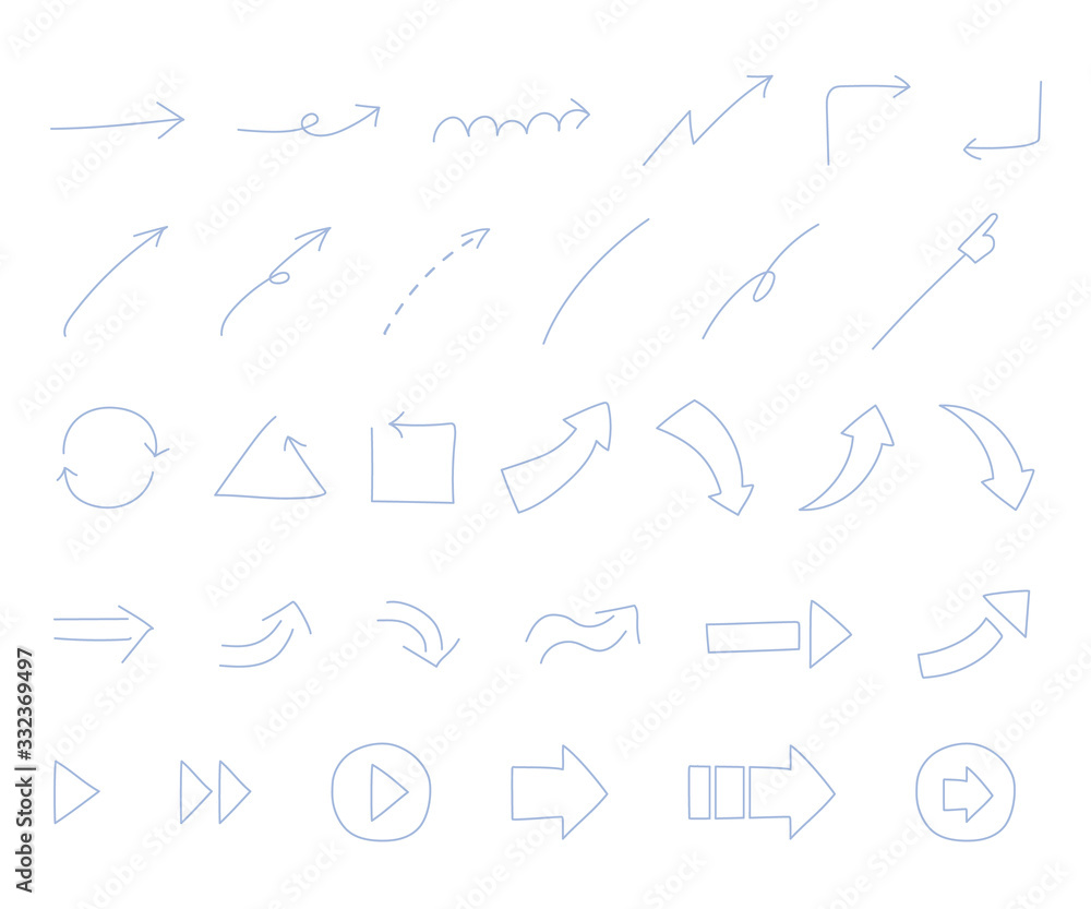 シンプルでおしゃれな矢印／ベクター／イラスト／ブルー