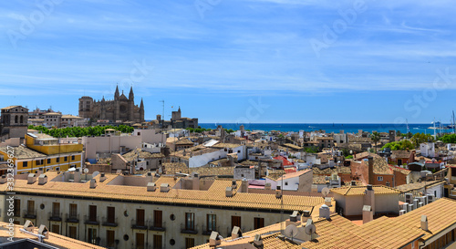 Aerial rooftop view of Palma de Mallorca