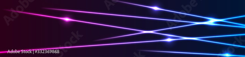 Blue and purple neon laser lines technology modern banner design. Futuristic luminous vector background