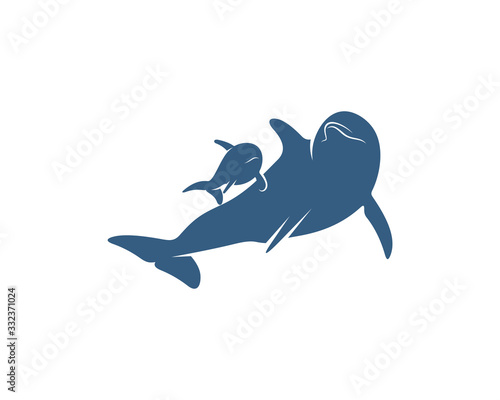 Dolphins logo design vector template. Silhouette of Dolphins design illustration