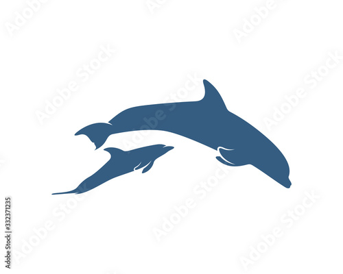 Dolphins logo design vector template. Silhouette of Dolphins design illustration