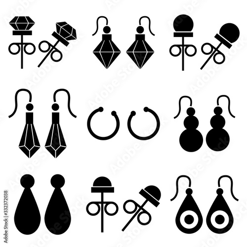 Earrings set icon, logo isolated on white background