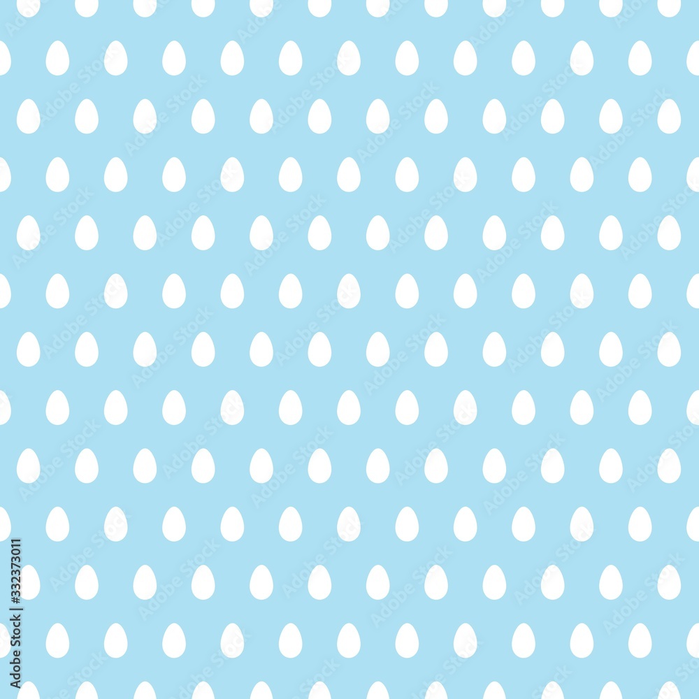 Cute simple Easter seamless pattern. White Easter eggs on a blue background.