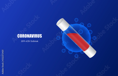 Coronavirus (2019-nC0V) in virus tube. Outbreak in China and spread throughout the world. The virus attacks health of respiratory tract.