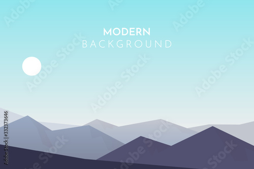 Mountain landscape, Tourist, travel background. Abstract landscape, Vector banner with polygonal landscape illustration, Minimalist style