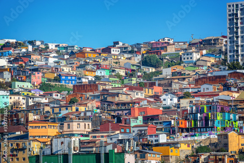 Colorful houses on a hill of Valparaiso, Chile