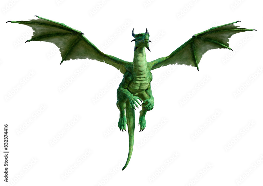 Obraz premium 3D renderowania Bajkowy smok na białym tle