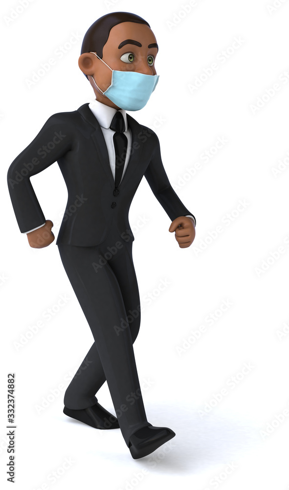3D illustration of a cartoon character with a mask 3D illustration of a cartoon character with a mask