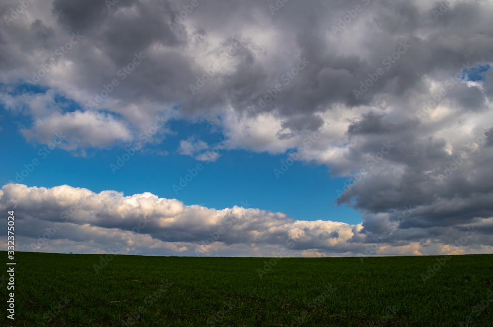 blue sky with clouds over the field blue sky with clouds over the field