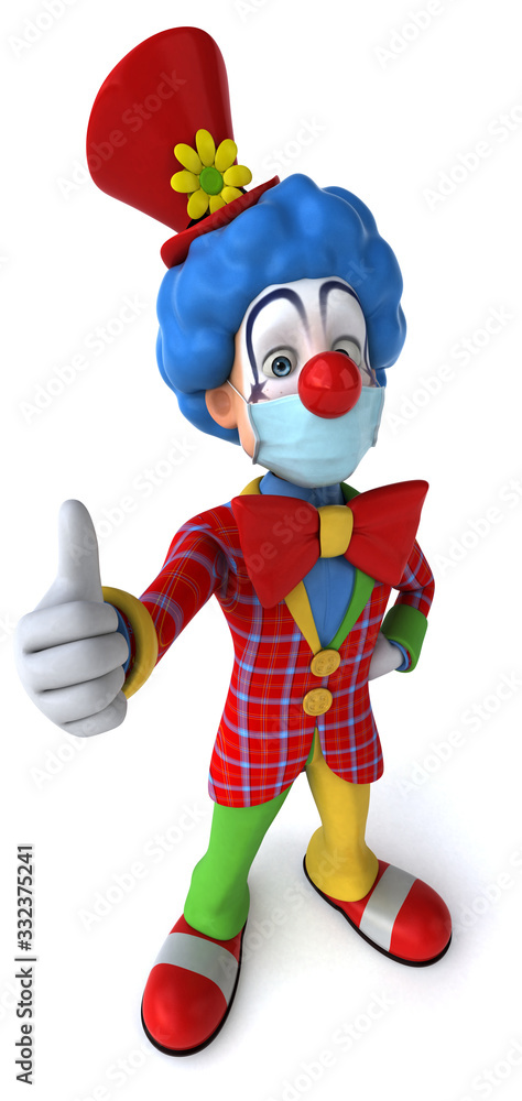 3D illustration of a cartoon character with a mask
