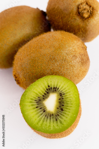 Kiwi cut on a white background isolated. some kiwi